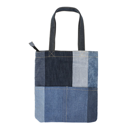Used Denim Patchwork Tote Bag - image 2