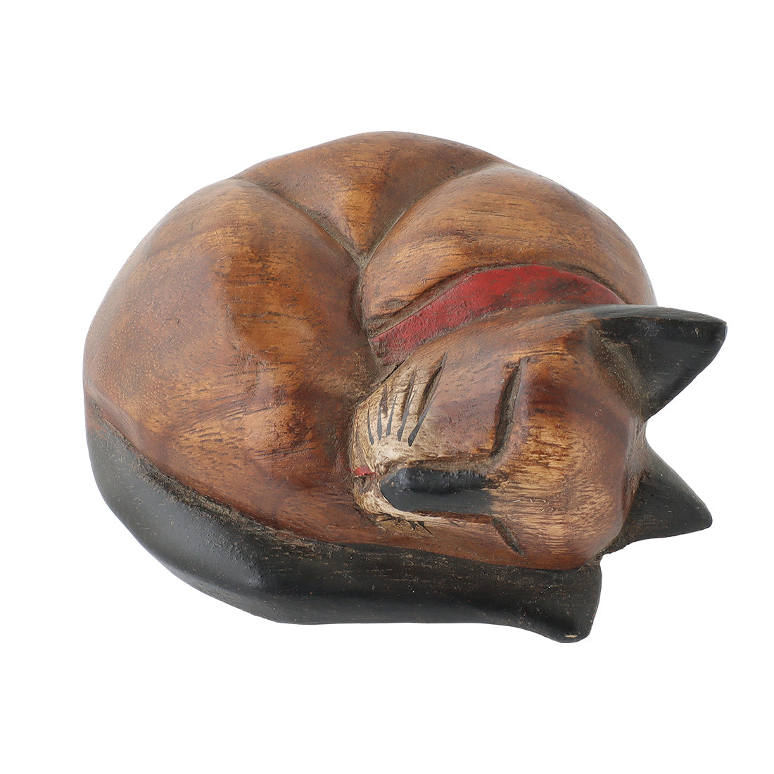 Wood Carving Sleeping Cat M - image 1