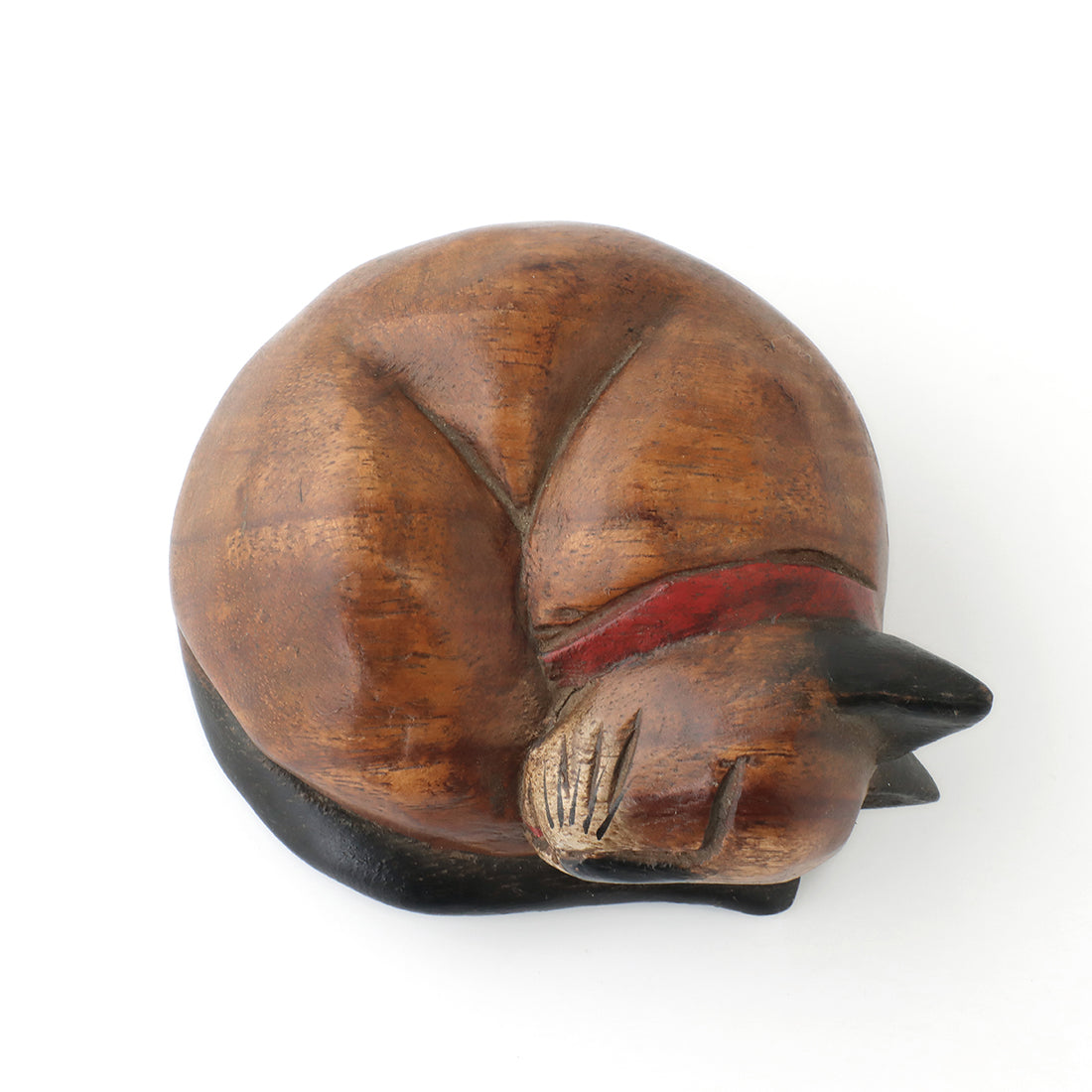 Wood Carving Sleeping Cat M - image 2