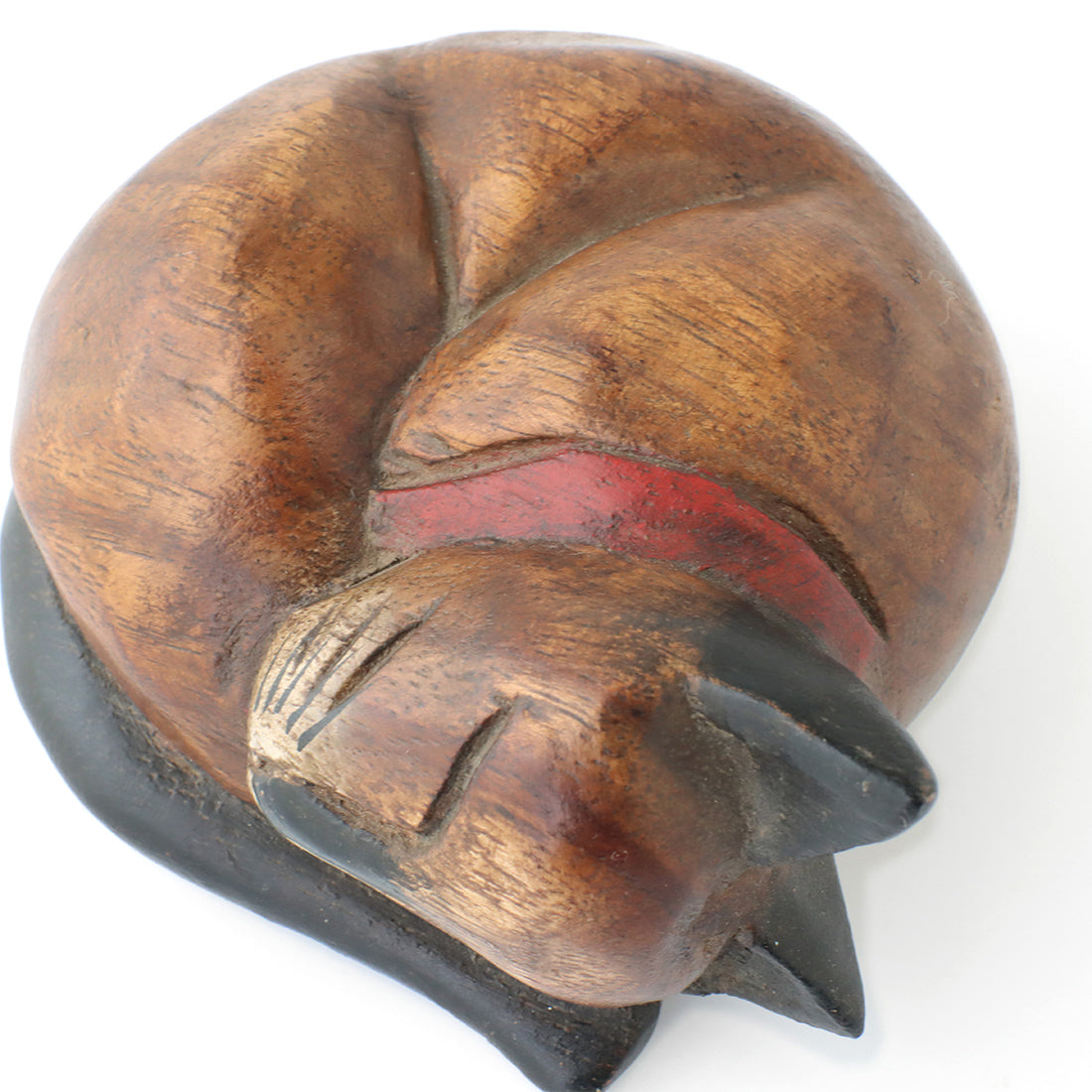 Wood Carving Sleeping Cat M - image 3