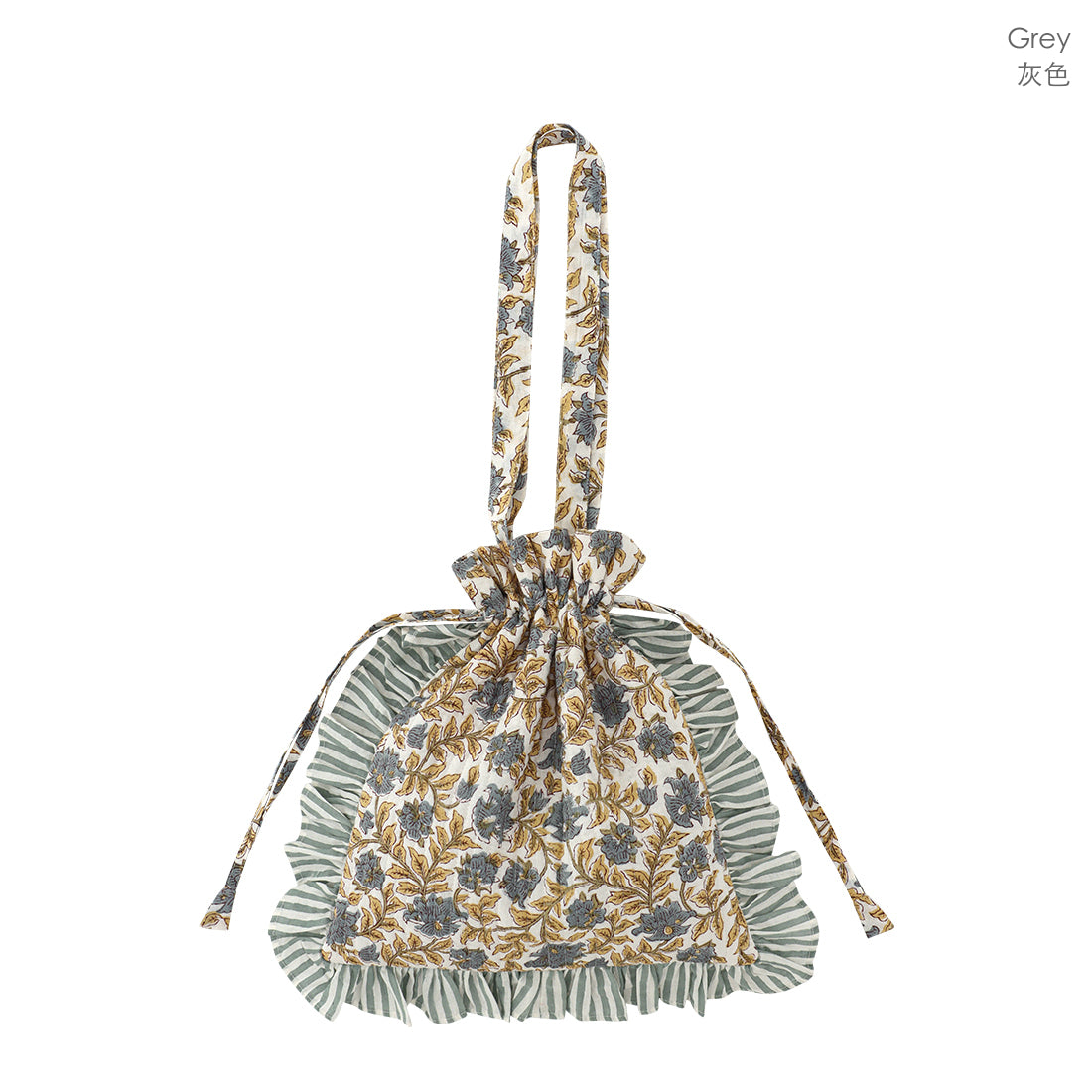 Frill Tote Carino Block Print (Grey)