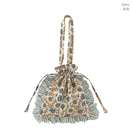 Frill Tote Carino Block Print / Grey - image 1