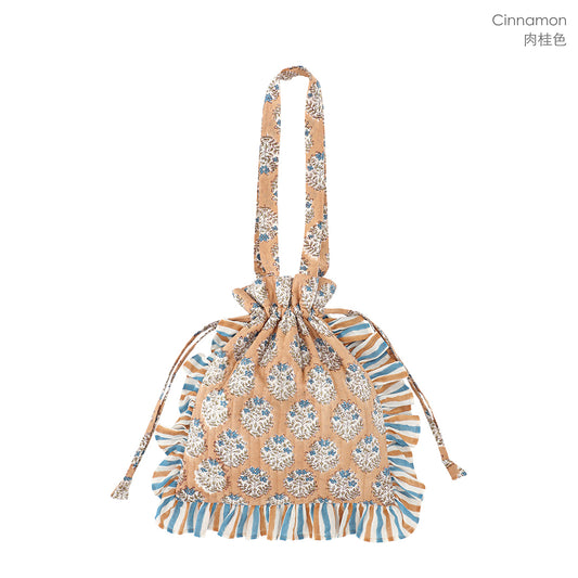Frill Tote Carino Block Print / Cinnamon - image 1