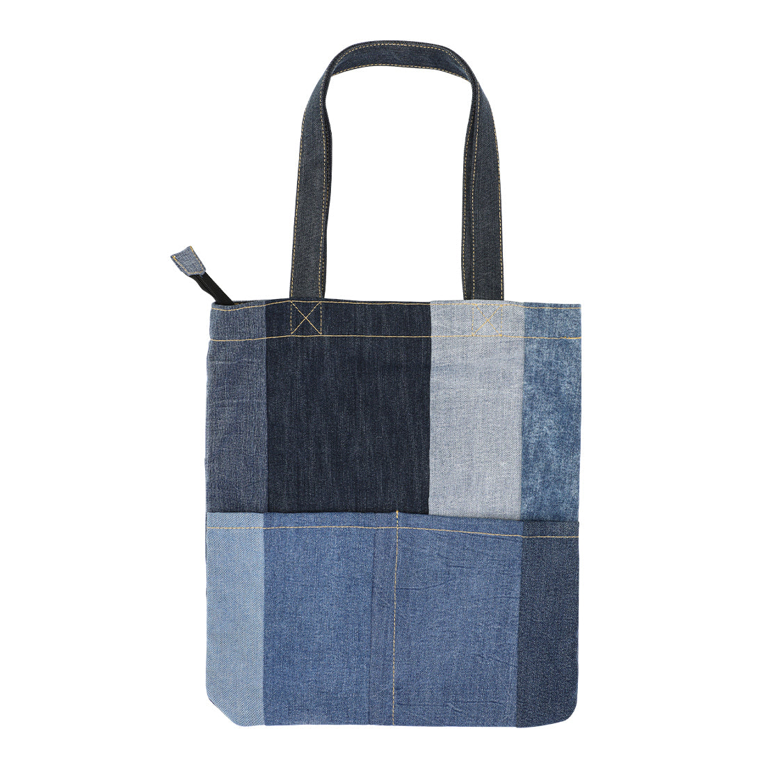 Used Denim Patchwork Tote Bag - image 2