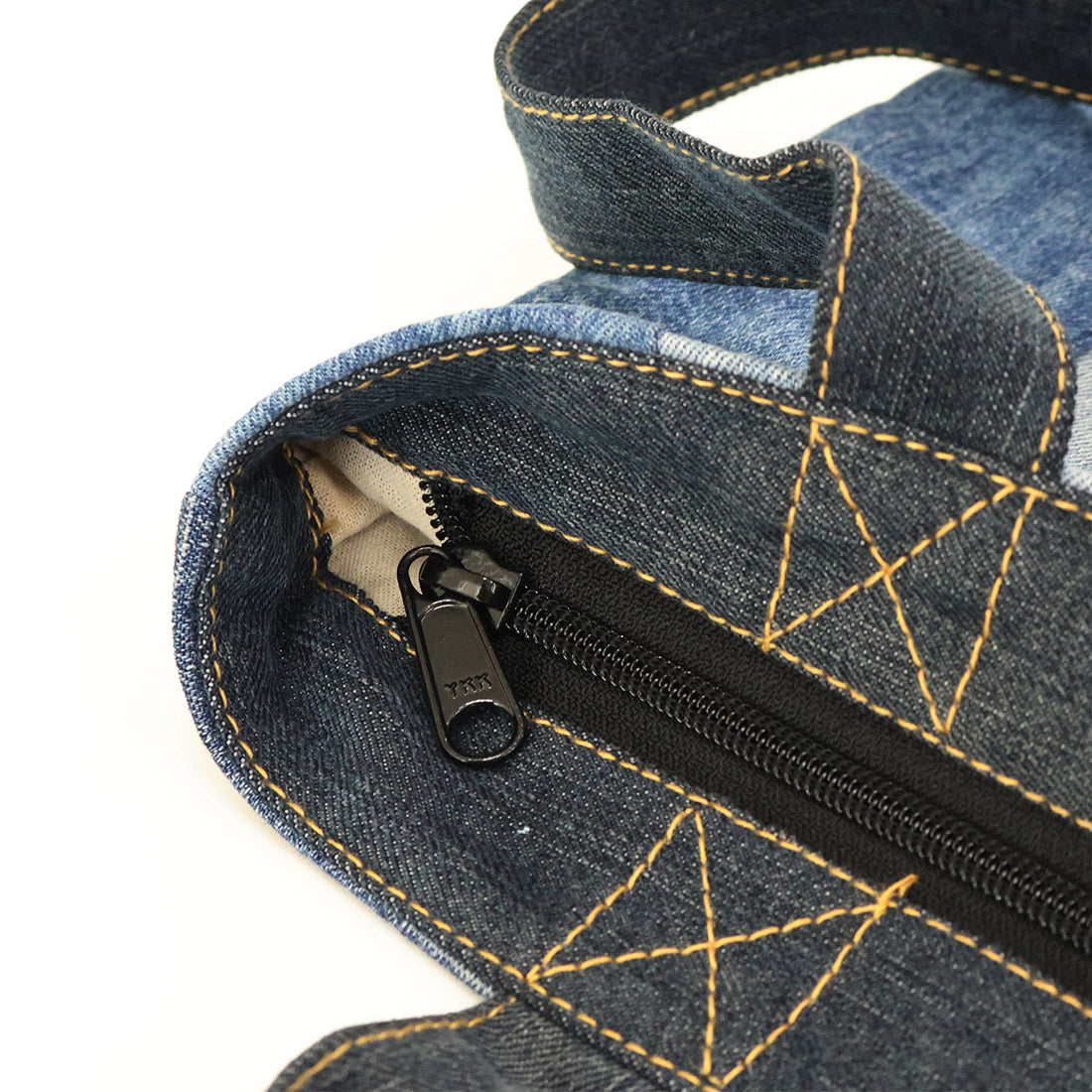 Used Denim Patchwork Tote Bag - image 12