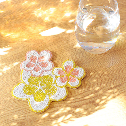 Beaded Coaster Plumeria - image 1